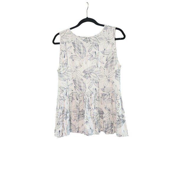 Merona LARGE White w/ leaves/plants, sleeveless blouse - Picture 2 of 2